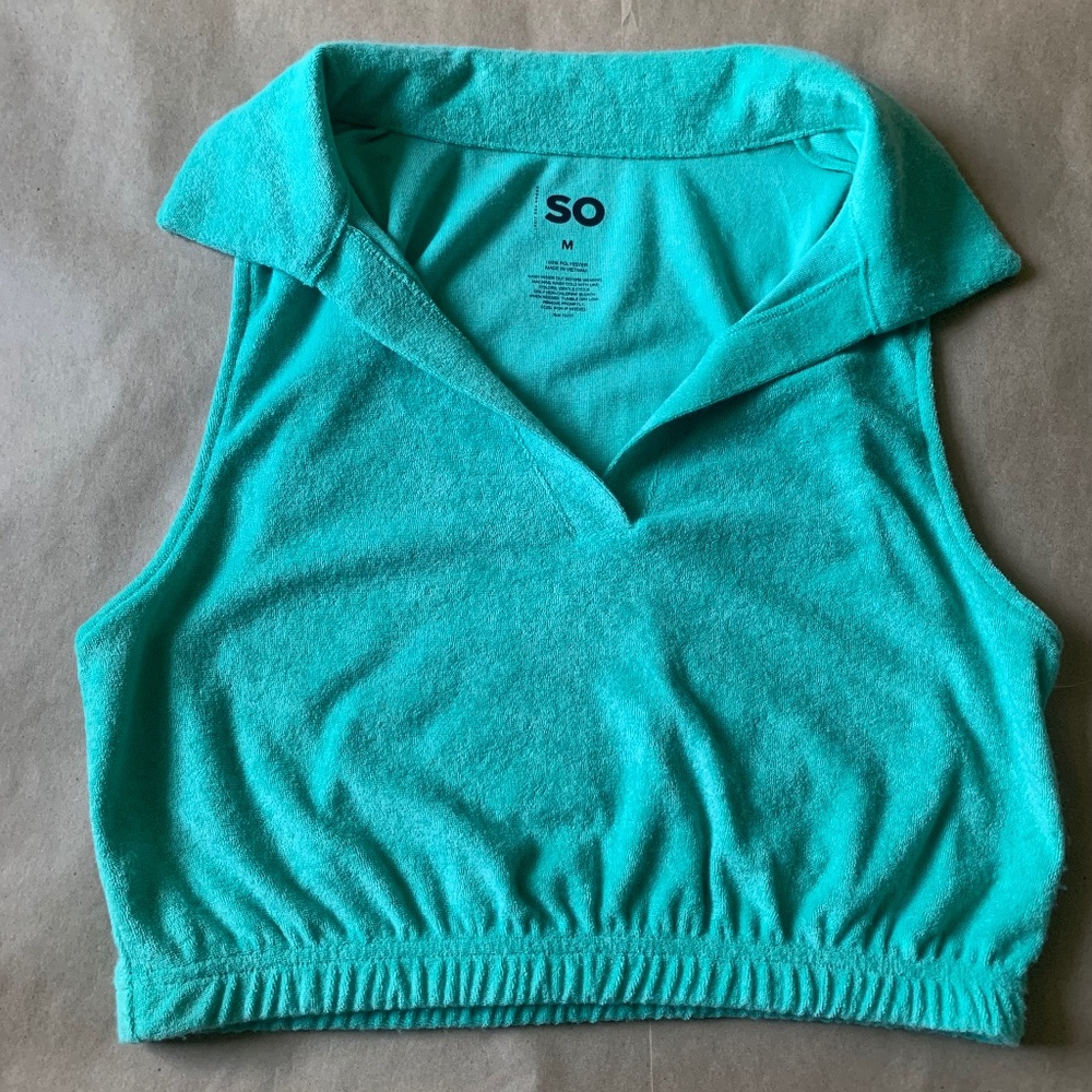 Blue collared crop too